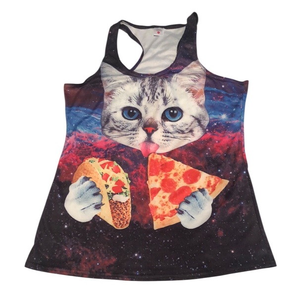 Taco Cat Multicolored Racerback Tank Women’s Size XL - Picture 1 of 6